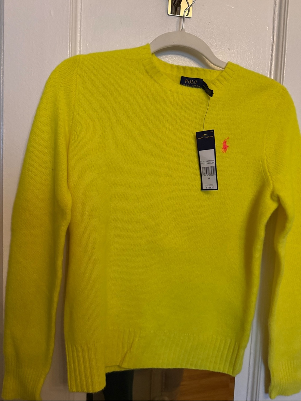 Ralph Lauren Yellow Crewneck Sweater with Pink Pony - Picture 2 of 3